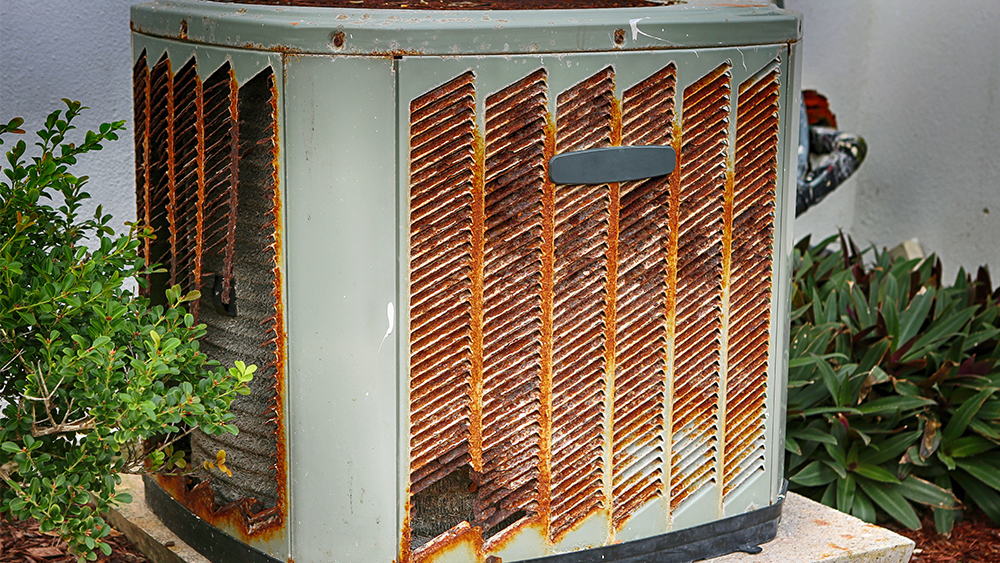 Rust on air conditioner outdoor unit