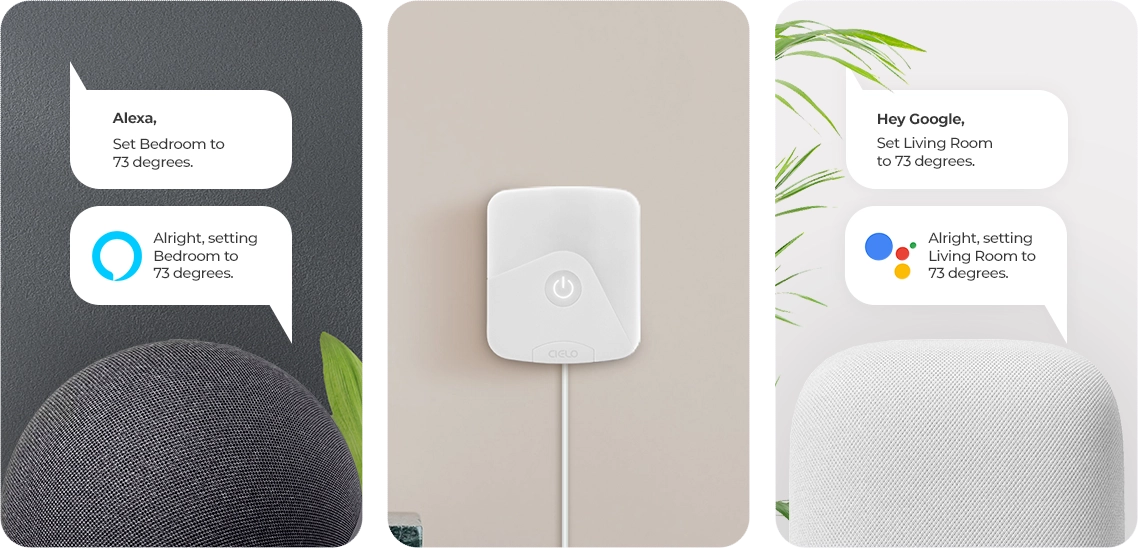 Cielo Breez Eco black and white with smart home systems.