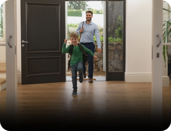 A father and a son coming home