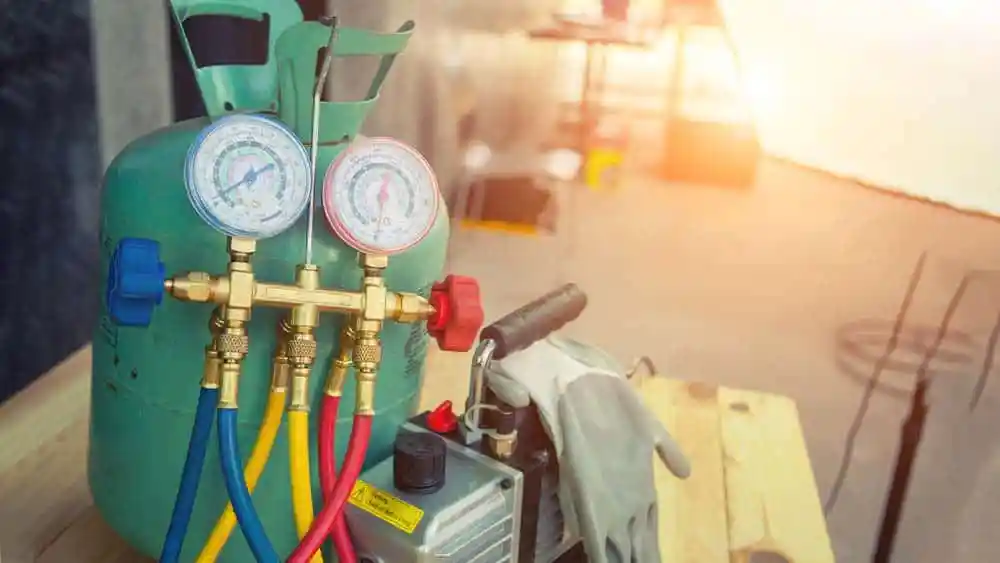 Air conditioner noise due to refrigerant leak.