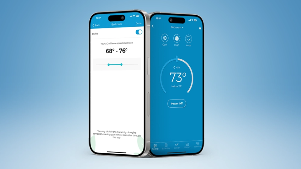 Temperature range lock feature in Cielo Home app