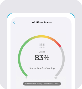 Cielo Home app air filter status screen
