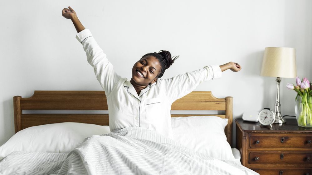Woman waking up after a peaceful sleep