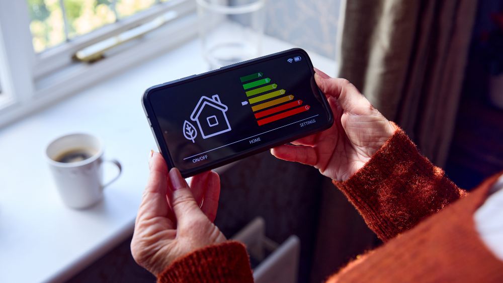 girl using phone to check energy consumption