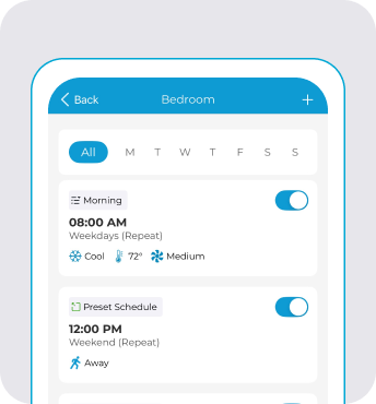 Cielo Home app scheduling screen