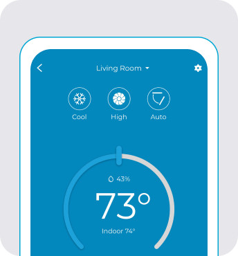Cielo home app screen to control home temperature from anywhere, anytime