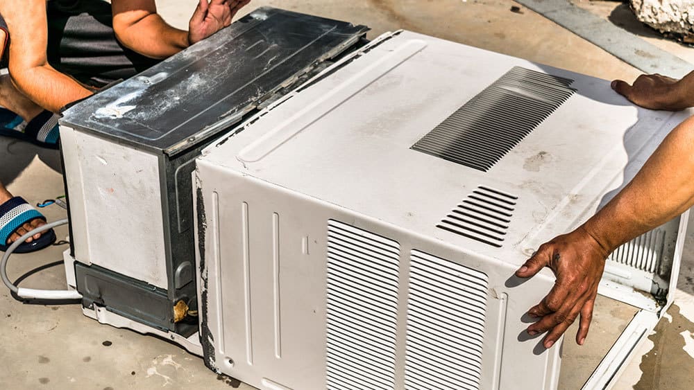 Removing an air conditioner.