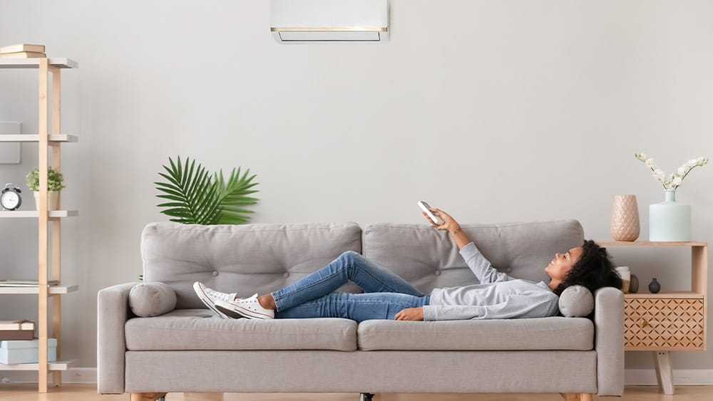 Girl lying on the sofa.