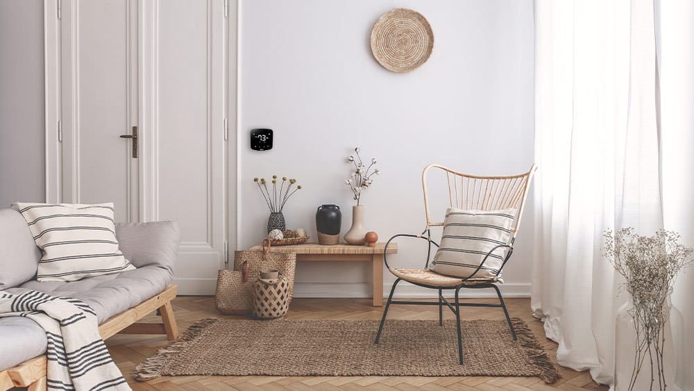 Cielo Breez Plus mounted on the wall in a room.