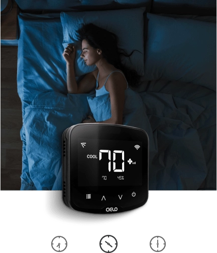 Woman having a comfortable sleep as Cielo breez maintains perfect sleeping temperature.
