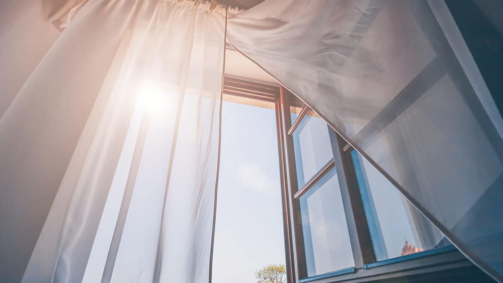 Opened window for ventilation.