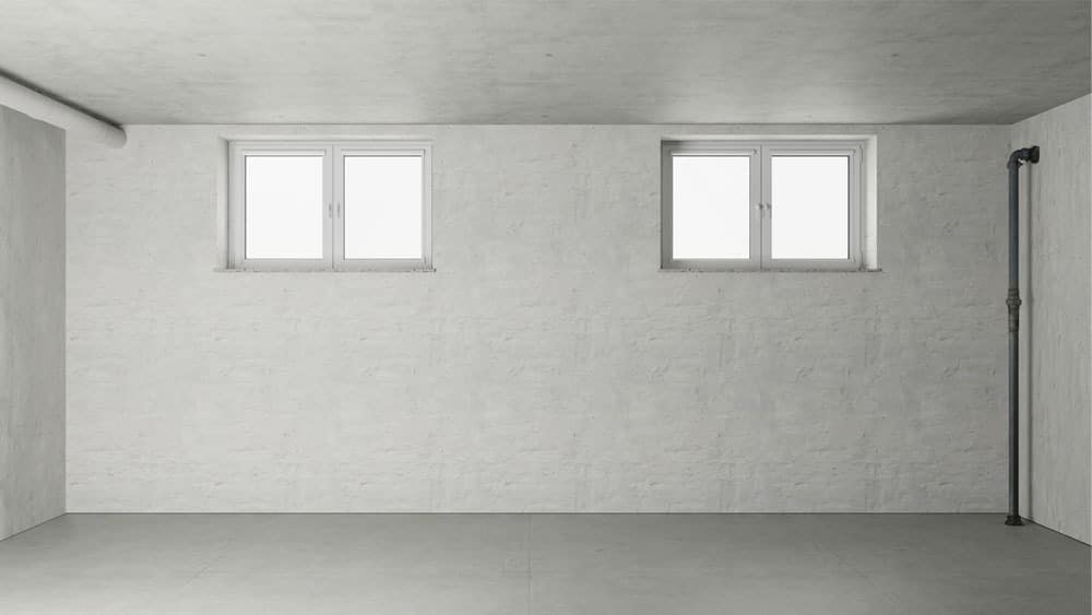 small windows in a basement area 