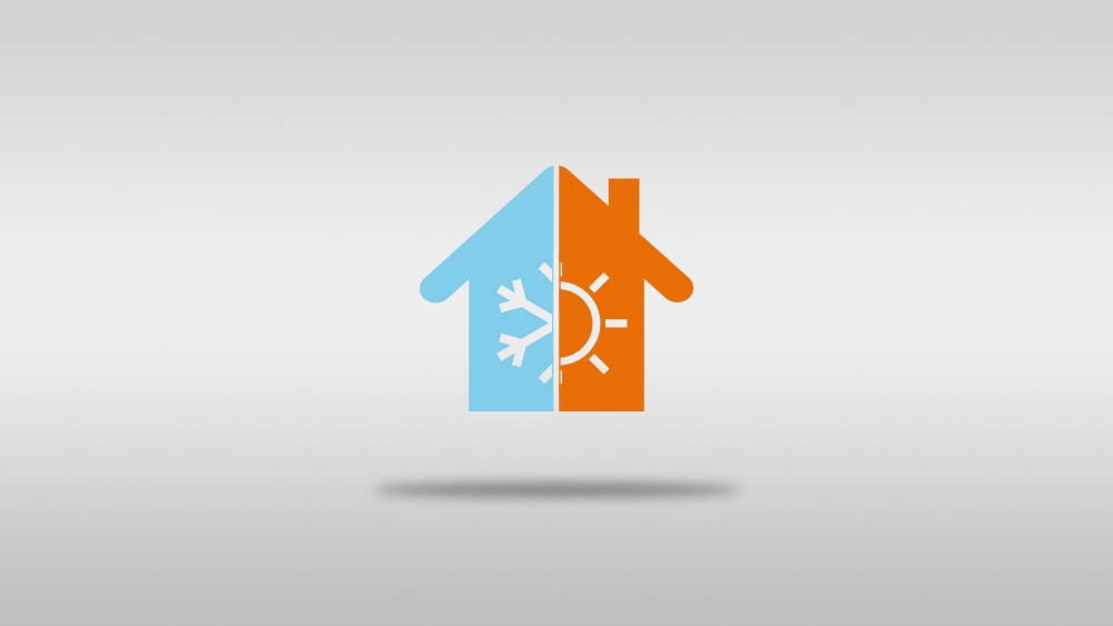 A house icon depicting summer & winter