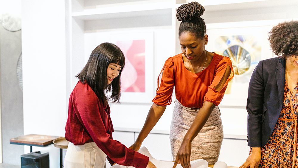 Female colleague discussing a project
